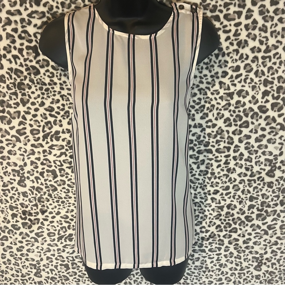 Who What Wear Black and White Striped Blouse